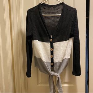 Button Up Waffle Blouse